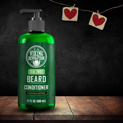 Viking Revolution Tea Tree Beard Conditioner for Men with Argan Oil and Jojoba Oil - Beard Softener and Strengthener Natural Beard Conditioner with Ginger Root Extract - Beard Care Moisturizer (17oz)