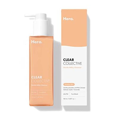 HERO COSMETICS Clear Collective Gentle Milky Cleanser from Gentle Pore-Clarifying Cleanser for Sensitive, Blemish-Prone Skin with PHA, Colloidal Oatmeal, and Jojoba + Ceramides (5.4 fl oz)