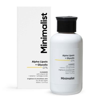 Minimalist 7% ALA &amp; AHA Face Wash for Brightening, Exfoliating, Glow &amp; Even Tone | With Vitamin B5 For Hydration &amp; Glycolic Acid For Exfoliation | 3.4 Fl Oz / 100 ml