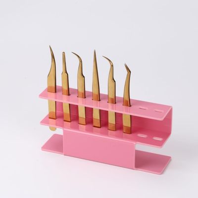 LIXIMMAZN 8 Holes Acrylic Tweezers Holder, Tweezers Stand Display Organizer for Eyelash Extension Supplies (Pink 8 Holes)