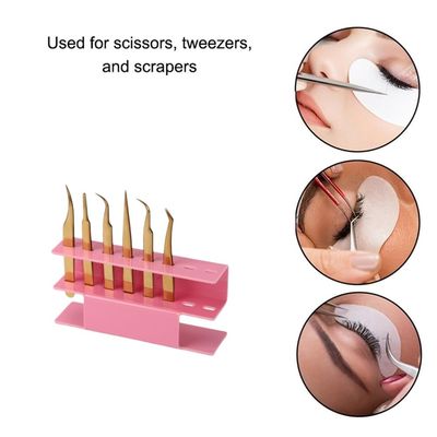 LIXIMMAZN 8 Holes Acrylic Tweezers Holder, Tweezers Stand Display Organizer for Eyelash Extension Supplies (Pink 8 Holes)