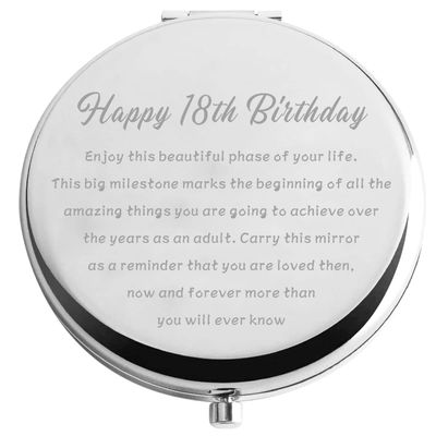 Zuo Bao 18th Birthday Compact Mirror Adult Birthday Gift Happy 18th Birthday Makeup Mirror 18 Year Old Birthday Gifts for Her (Happy 18th Birthday)