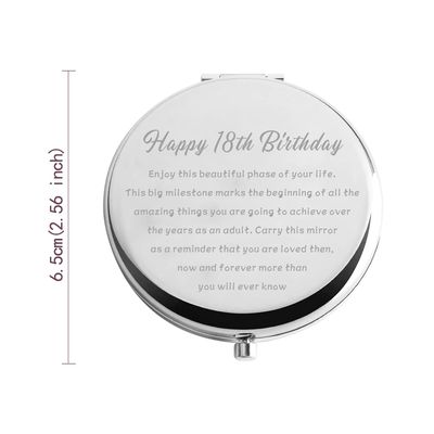 Zuo Bao 18th Birthday Compact Mirror Adult Birthday Gift Happy 18th Birthday Makeup Mirror 18 Year Old Birthday Gifts for Her (Happy 18th Birthday)