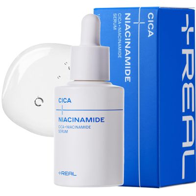 PLUSREAL Cica + Niacinamide Serum, Future-Proof Early Anti-Aging Serum, Korean SkincareEarly Wrinkle Prevention, Niacinamide, Cruelty Free, Silky TextureVegan, 1.01 fl.oz.