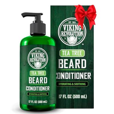Viking Revolution Tea Tree Beard Conditioner for Men with Argan Oil and Jojoba Oil - Beard Softener and Strengthener Natural Beard Conditioner with Ginger Root Extract - Beard Care Moisturizer (17oz)