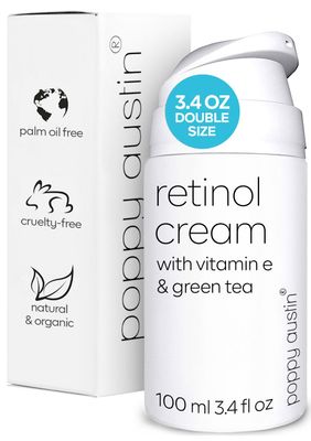 poppy austin Retinol Cream for Face 3.4OZ, High-Strength Retinol Night Cream - Cruelty Free Wrinkle Cream For Face - Anti Aging Eye Cream Retinol For Face &amp; Body
