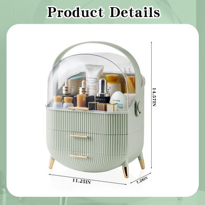 Makeup Organizer for Vanity, Cosmetics Skincare Organizers with Lid and Drawers, Cosmetic Display Cases for Countertop Bathroom Dresser, Ideal Gifts for Women