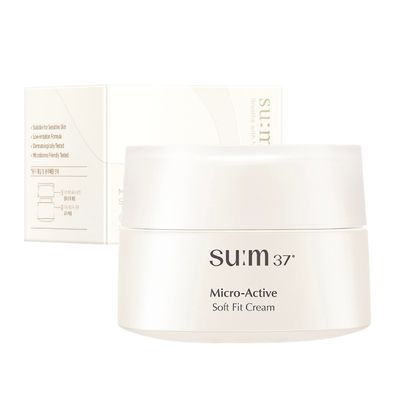 SU:M Micro-Active Soft Fit Cream (1.67 fl oz) - Deep Hydration for Elasticty, Sensitive Skin. Korean Skin Care. Peptides, Fermented Nutrients.