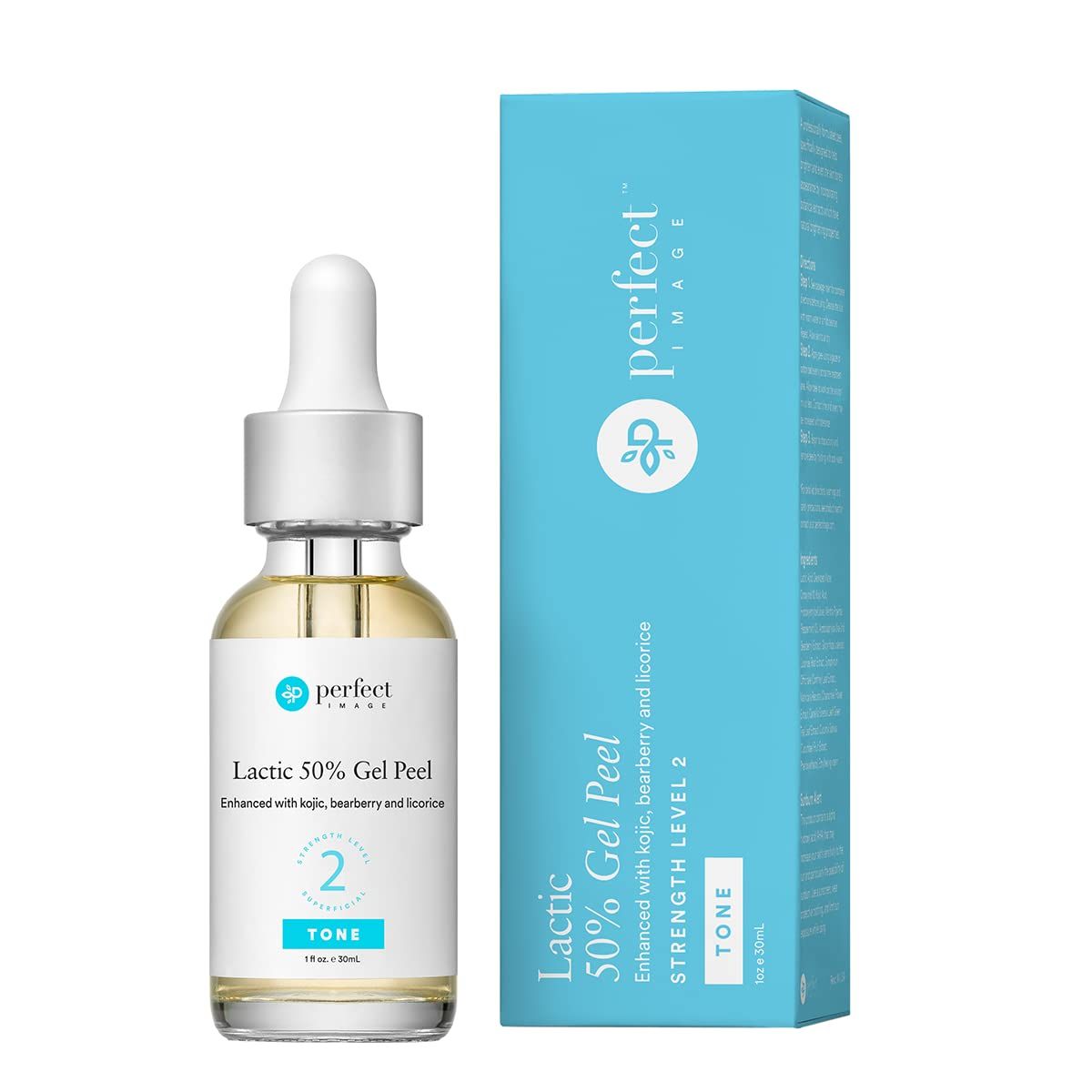 Lactic 50% Gel Peel, Chemical Peels for Face Breakout Scars, Chemical Exfoliant for Face, Strength Level 2, 1.0 fl oz. e, 30 mL - Perfect Image