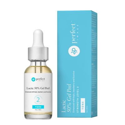 Lactic 50% Gel Peel, Chemical Peels for Face Breakout Scars, Chemical Exfoliant for Face, Strength Level 2, 1.0 fl oz. e, 30 mL - Perfect Image