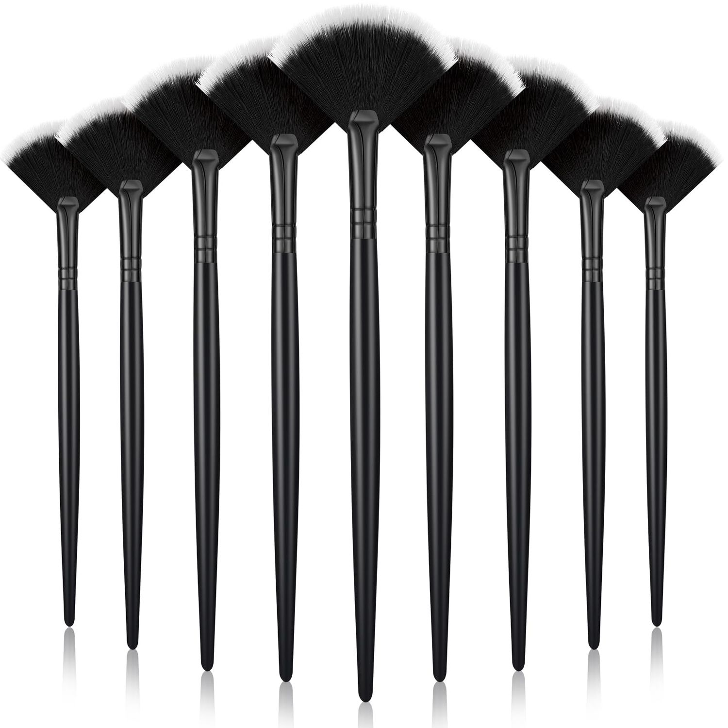 Maitys 9 Pieces Facial Brushes Fan Mask Brushes, Soft Facial Applicator Brushes Tools for Peel Glycolic Mask Makeup for Mud Cream (Full Black)