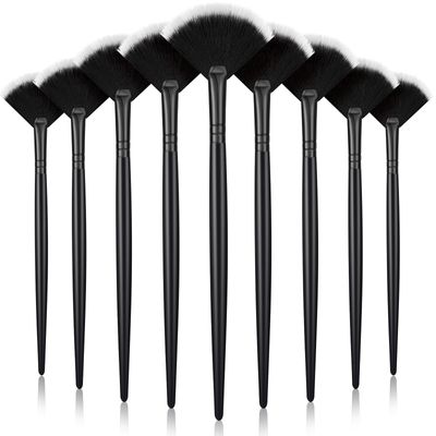 Maitys 9 Pieces Facial Brushes Fan Mask Brushes, Soft Facial Applicator Brushes Tools for Peel Glycolic Mask Makeup for Mud Cream (Full Black)