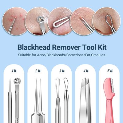 TsMADDTs Blackhead Remover Tools, Ingrown Hair Tweezers, Pimple Popper Tool Kit, Blackhead Extractor, Eyebrows Tweezers for Women Facial Hair Razors