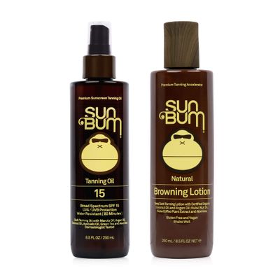 Sun Bum Sun Bum Browning Lotion and Spf 15 Tanning Oil Vegan and Reef Friendly (octinoxate &amp; Oxybenzone Free) Sun Tanning Cream and Oil With Aloe Vera