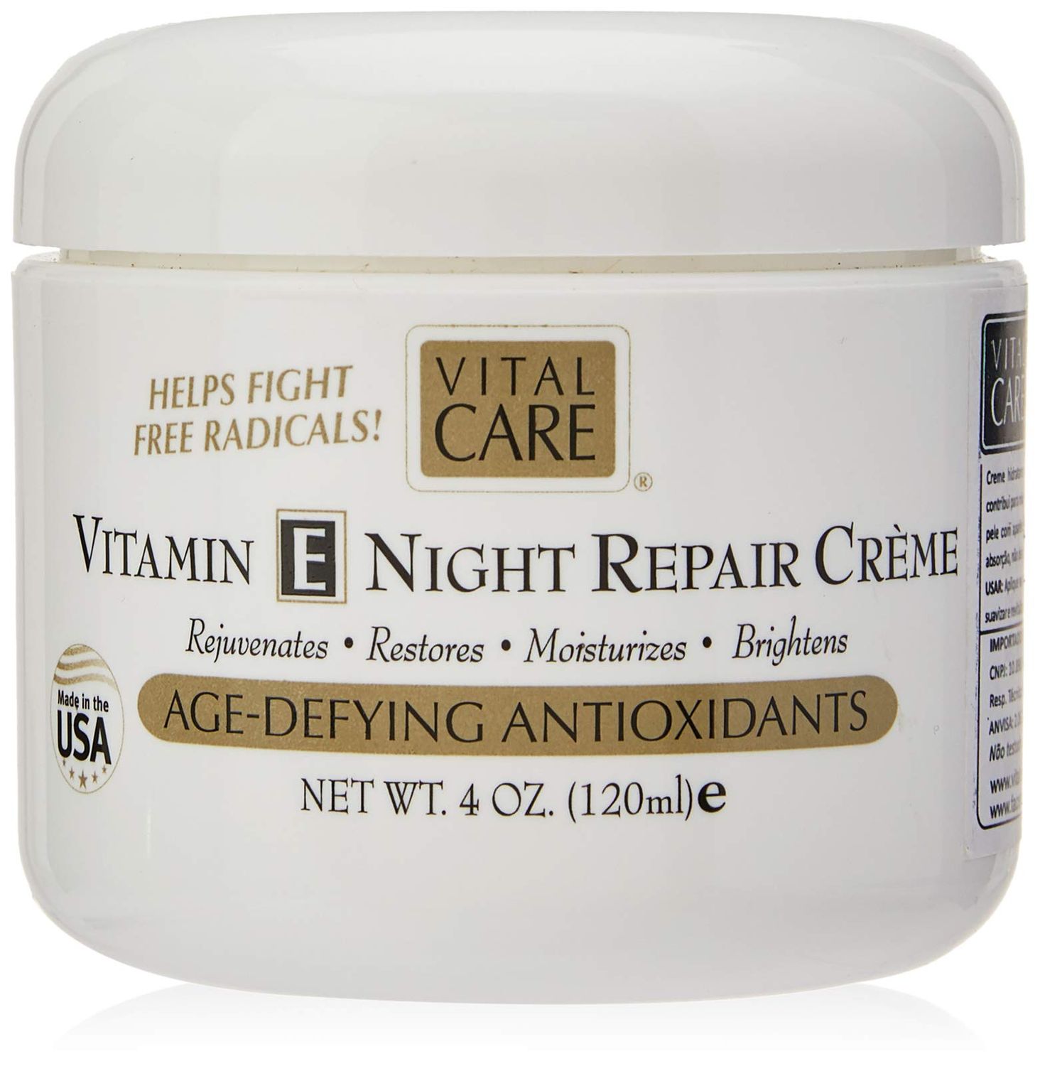 Vital Care Anti-Aging Vitamin E Night Repair Crme Jar 4 oz