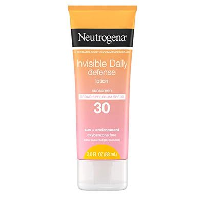 Neutrogena Invisible Daily Defense Sunscreen Lotion, Broad Spectrum SPF 30, Oxybenzone-Free &amp; Water-Resistant, Sun &amp; Environmental Aggressor Protection, Antioxidant Complex, 3.0 fl. oz
