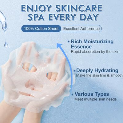 KONEUK 14 Pack Sheet Face Masks Skincare for All Skin Types, Hydrating Face Masks Suitable for Sensitive Skin, Bulk Facial Mask Set for Women Skin Care, Face Mask Gifts Set for Face Spa