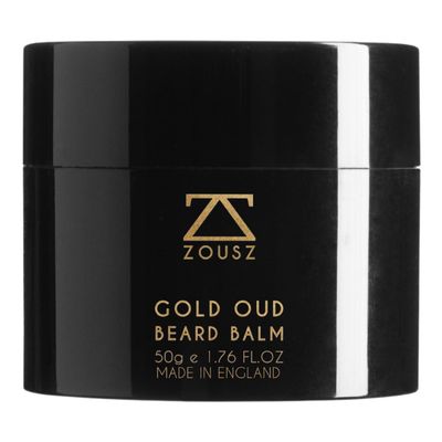 ZOUSZ Gold Oud Premium Beard Balm - Rich Oud Scented Beard Grooming Gift and Skincare Butter for Men - Natural Avocado, Argan, Macadamia Oils - Moisturises, Conditions, Removes Beardruff 1.7 Oz
