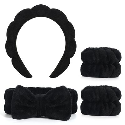 Vefungyan Puffy Spa Headband and Wristband: Skincare Sponge scrunchies wristband set for Women Makeup Washing Face Removal Shower Yoga