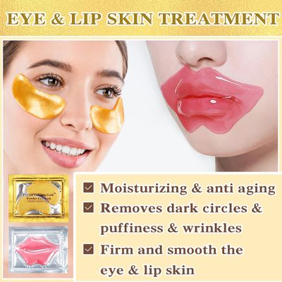 PERVALA 30PCS Lip Mask &amp; Under Eye Mask, 24K Under Eye Patches for Puffy Eyes, Pink Lip Masks Skincare, Effectively Moisturizing the Lip &amp; Eye Skin, Reducing Fine Lines &amp; Dark Circle