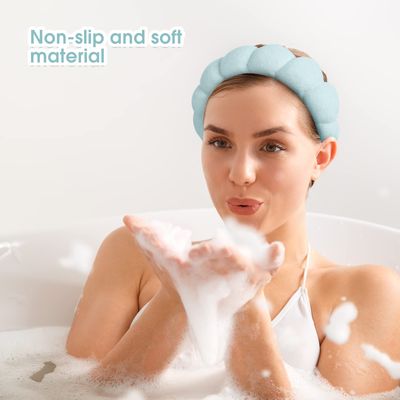 Sponge Spa Headband for Women, Spa Terry Towel Cloth Fabric Head Band with 2PCS Wrist Washband, Soft &amp; Absorbent Material Hair Accessories for Face Washing Shower Skincare Makeup Removal (Pink,Blue)