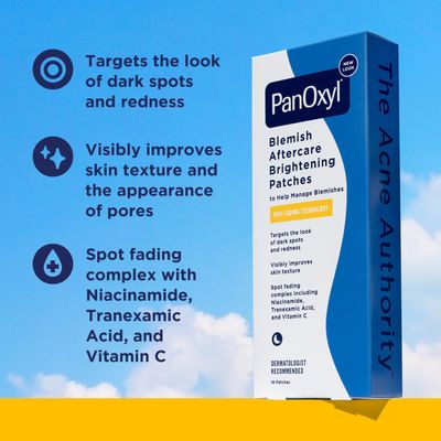 PanOxyl Blemish Brightening Patches: Dermatologist-Recommended, Help Fade Post-Acne Dark Spots and Reduce Redness, Large Clear Patches Cover a Bigger Area, Vegan &amp; Latex-Free, 16ct
