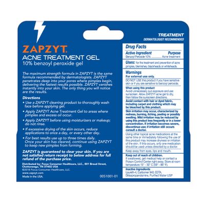 Zapzyt Acne Treatment Gel Maximum Strength 1.0 oz. (Quantity of 6)