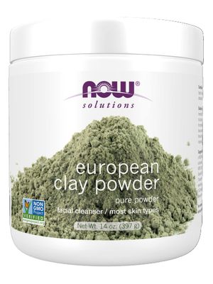 NOW Foods Solutions, European Clay Powder, Pure Powder for a Detox Facial Cleansing Mask, 14-Ounce