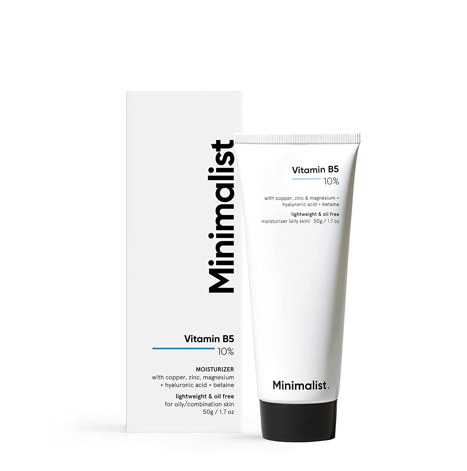 Minimalist 10% Vitamin B5 Face Moisturizer for Oily &amp; Acne Prone Skin | Oil Free Fast Absorbing Lightweight Gel | For Women &amp; Men | 1.7 Oz / 50 gm