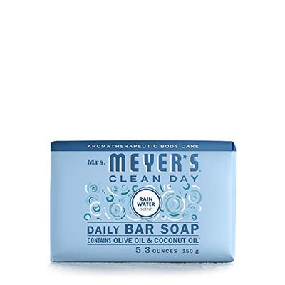 MRS. MEYER&#39;S CLEAN DAY Bar Soap, Use as Body Wash or Hand Soap, Made with Essential Oils, Rain Water, 5.3 oz, 1 Bar