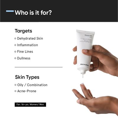 Minimalist 10% Vitamin B5 Face Moisturizer for Oily & Acne Prone Skin | Oil Free Fast Absorbing Lightweight Gel | For Women & Men | 1.7 Oz / 50 gm