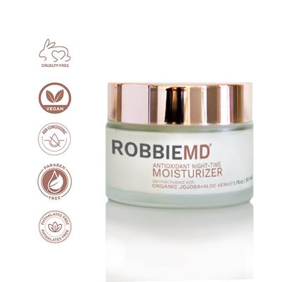 RobbieMD Antioxidant Moisturizing Night Cream with Organic Jojoba and Aloe Vera to Soothe, Brighten, Hydrate (1.75 oz/50 ml)