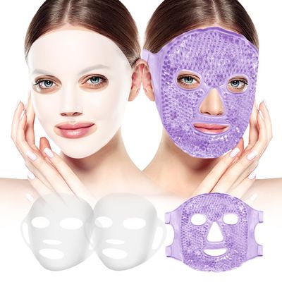 my novel things Ice Face Mask and 2 Packs Silicone Face Mask Cover, Frozen Cold Face Pack Compress Reusable Skin Care for Women Puffiness Swelling Relief Beauty Spa Essentials Ice Mask