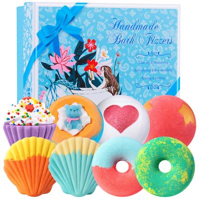 STNTUS INNOVATIONS Bath Bombs, 7 Natural Bath Bomb Gift Set, Bubble Bathbombs for Women Kids, Shea Butter Moisturize, Gifts for Mom Her Girlfriend, Mothers Day Gifts, for Birthday Valentines Christmas