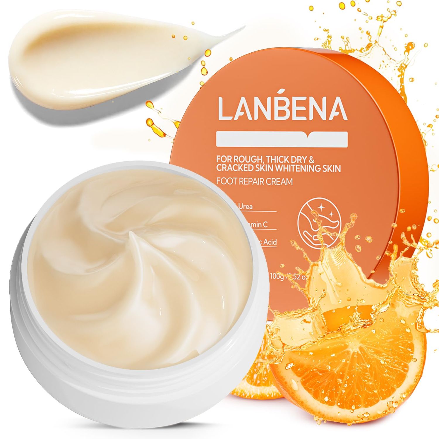 LANBENA Urea Cream 40 Percent For Feet Plus 2% Salicylic Acid 3.52 oz, Foot Cream and Hand Cream Maximum Strength with Aloe Vera For Dry Cracked Heels and Feet, Deep Moisturizes, Callus Remover