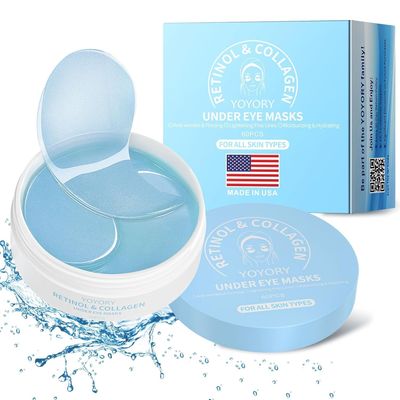 YOYORY Under Eye Patches - Eye Gel Masks for Wrinkles, Dark Circles, Puffy Eyes, Fine Lines, Eye Bags Treatment with Hyaluronic Acid Collagen, Moisturizing Hydrating 60Pcs,Blue