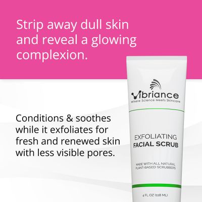 Vibriance Ultra-Gentle Face Scrub, 4 fl oz - Exfoliating Facial Wash Unclogs Pores - Sulfate and Paraben-Free Exfoliator For All Skin Types - Made with Natural Ingredients