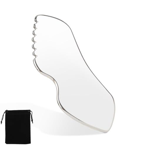 Ldafava Gua Sha Tool Stainless Steel, Gua Sha Facial Tools, Face Guasha Tool, Scraping Massage Tool with Comb Teeth Used for Face, Neck, and Around Lips with Travel Pouch
