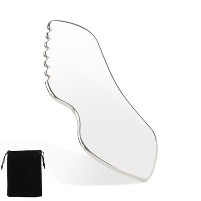 Ldafava Gua Sha Tool Stainless Steel, Gua Sha Facial Tools, Face Guasha Tool, Scraping Massage Tool with Comb Teeth Used for Face, Neck, and Around Lips with Travel Pouch