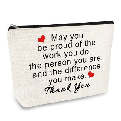 Thank You Gifts for Women Social Worker Makeup Bag Inspirational Gifts for Friends Colleague Coworker Employee Appreciation Gift for Nurse Mentor Teacher Thanksgiving Birthday Gift Cosmetic Bag Pouch