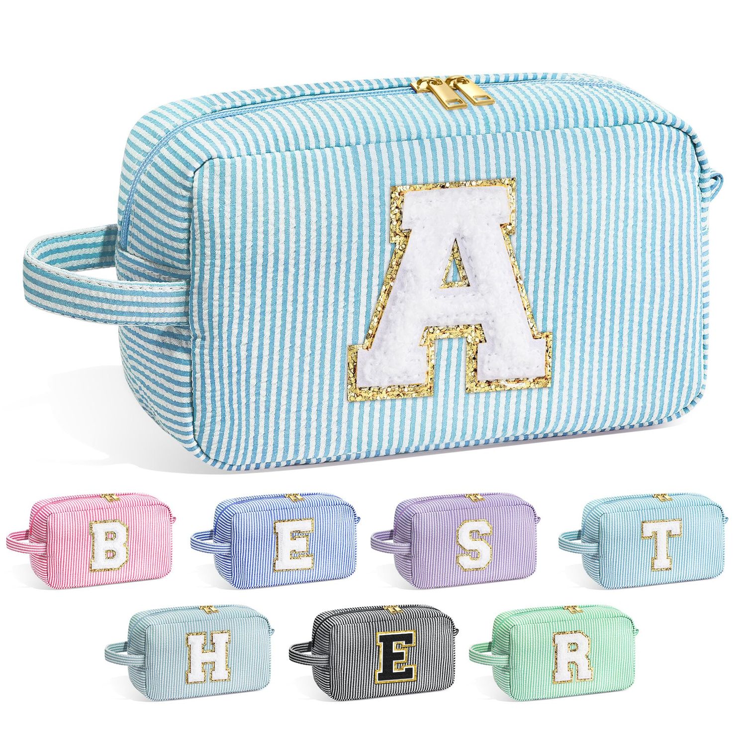 YOOLIFE Valentines Day Gifts - Valentines Day Gifts for Her, Personalized Birthday Gifts for Women Her Mom Girlfriend Wife Best Friend Teacher Sister Daughter, Monogram Initial Makeup Bag A