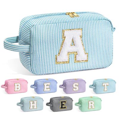 YOOLIFE Valentines Day Gifts - Valentines Day Gifts for Her, Personalized Birthday Gifts for Women Her Mom Girlfriend Wife Best Friend Teacher Sister Daughter, Monogram Initial Makeup Bag A