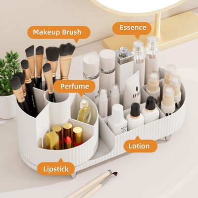 VITVITI Makeup Organizer Countertop for Vanity, 360 Rotating Cosmetic Makeup Brush Holder Storage, Plastic Large Skincare Display Case Organizer for Lotion, Lipsticks, Perfume (white)