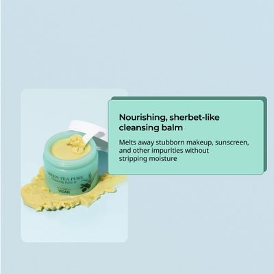 YADAH Green Tea Cleansing Balm II (3.38fl oz) - Makeup Remover, Moisturizing, Residue-Free. Korean Skin Care. Vegan, For Sensitive Skin, Botanical oil extract.
