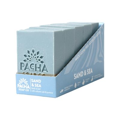 Pacha Sand &amp; Sea Bar Soap 5 Pack | Premium, Handcrafted, Hydrating | Natural Face Wash, Hand Cleanser, Body Wash | Soothing Essential Oils, 4 oz