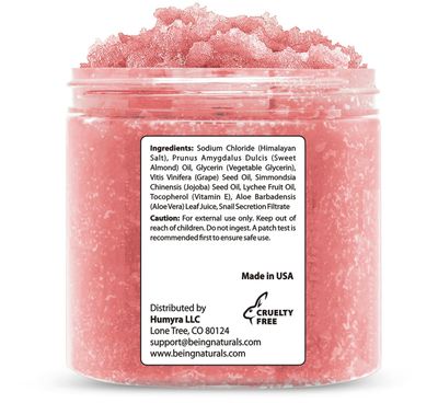 Natural Himalayan Salt Body Scrub - with Lychee Oil and Snail Mucin, Exfoliating Salt Scrub to Exfoliate &amp; Moisturize Skin, Deep Cleansing - 11 oz