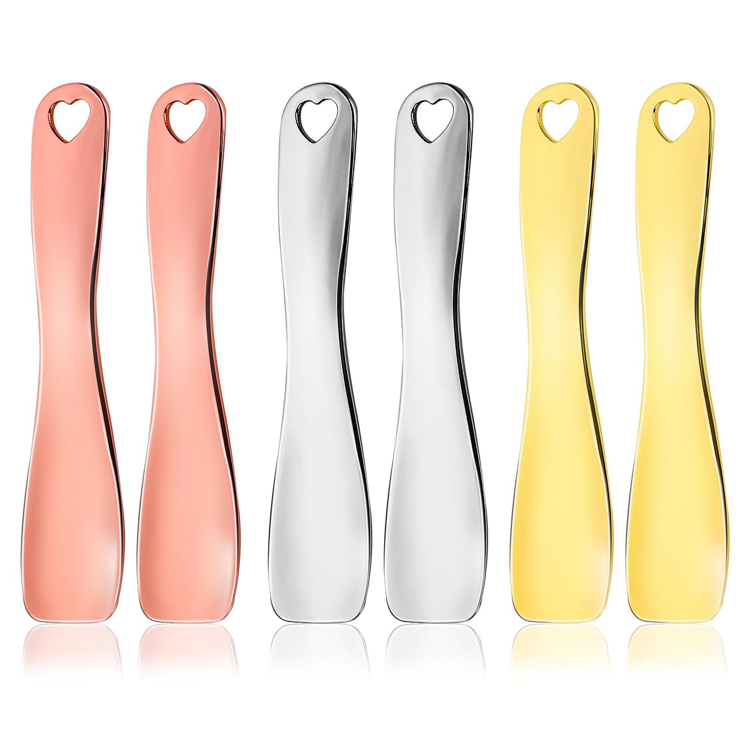 WLLHYF 6 PCS Metal Cosmetic Spoon Skincare Spatula Stick Applicator Beauty Spa Mini Spoon Skin Care Facial Cream Mask Scoop Makeup Tools for Facial DIY Mask Mixing