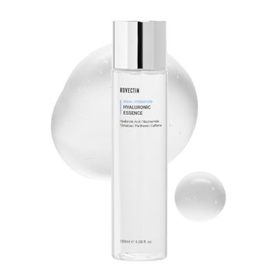 ROVECTIN Aqua Hyaluronic Essence (Activating Treatment Lotion) - 7 Layers Hyaluronic Acid Facial Toner with Niacinamide &amp; Panthenol, Vegan Korean Skin Care (6.08 fl.oz)