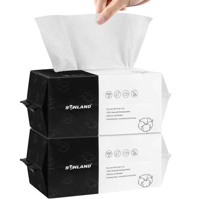 SUNLAND Disposable Face Towels Clean Face Tissue Super Soft for Sensitive SkinMakeup Remover Dry WipesNo Lint and Degradable 160 Count 2 Pack