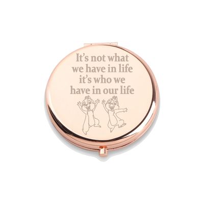 WUSUANED Chip Makeup Mirror It Not What We Have in Life It Who We Have in Our Life Mirror Dale Fan Gift Cartoon Inspired Gift Squirrel Lover Gift (Chip and Dale Mirror)